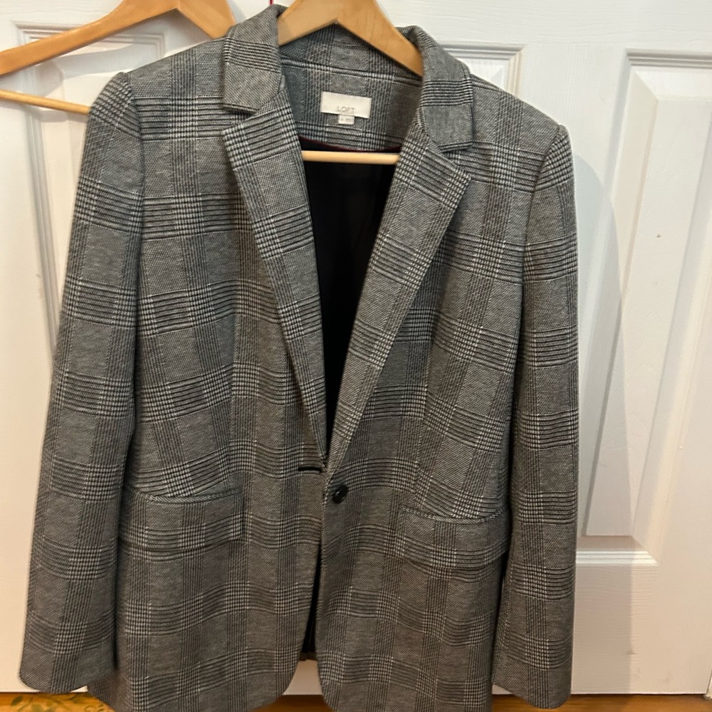 LOFT Gray Plaid Blazer fo